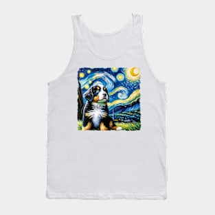 Starry Bernese Mountain Dog Portrait - Dog Portrait Tank Top